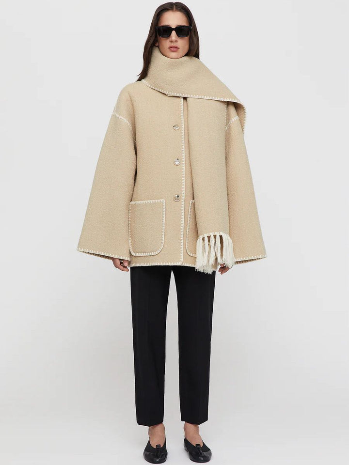 Modische Damenjacke mit elegantem Schal für außergewöhnlichen Komfort und einen raffinierten Look