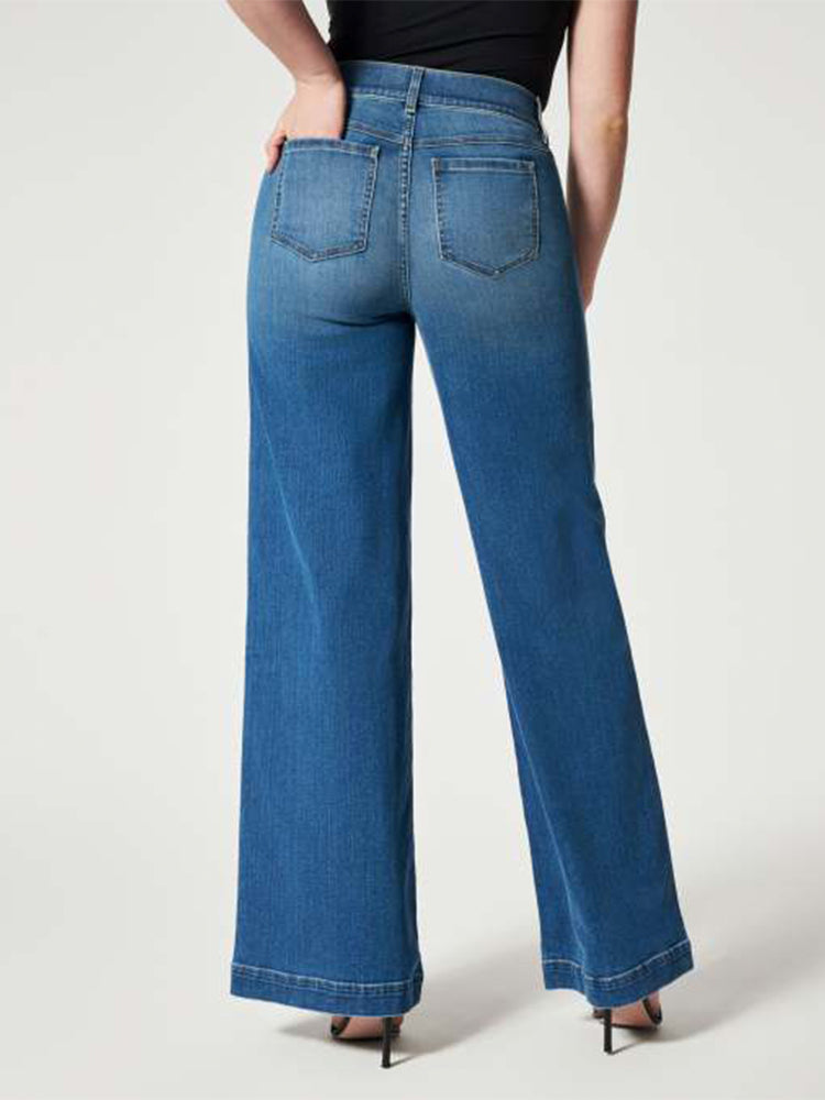Modische und bequeme Damenjeans mit weitem Bein für einen modischen Look