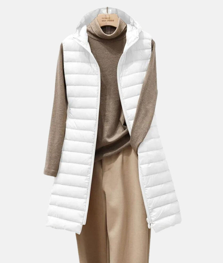 Modische und bequeme lange Damenweste mit weicher Polsterung für maximalen Komfort