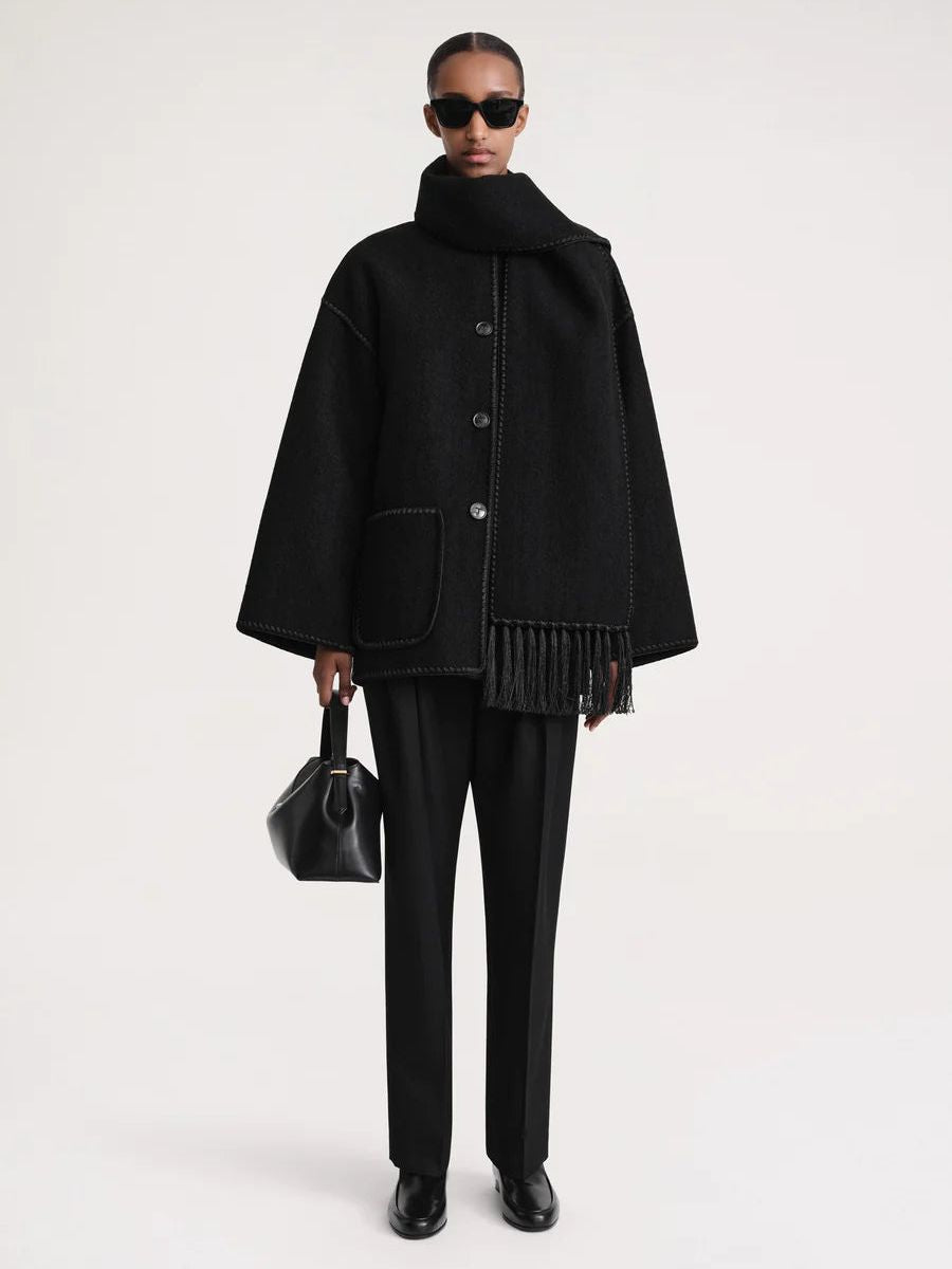 Modische Damenjacke mit elegantem Schal für außergewöhnlichen Komfort und einen raffinierten Look