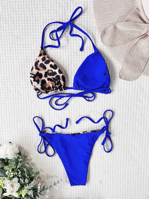 Risa | Modebewuste Triangel Bikini met Chique Luipaardprint en Opvallende Cups