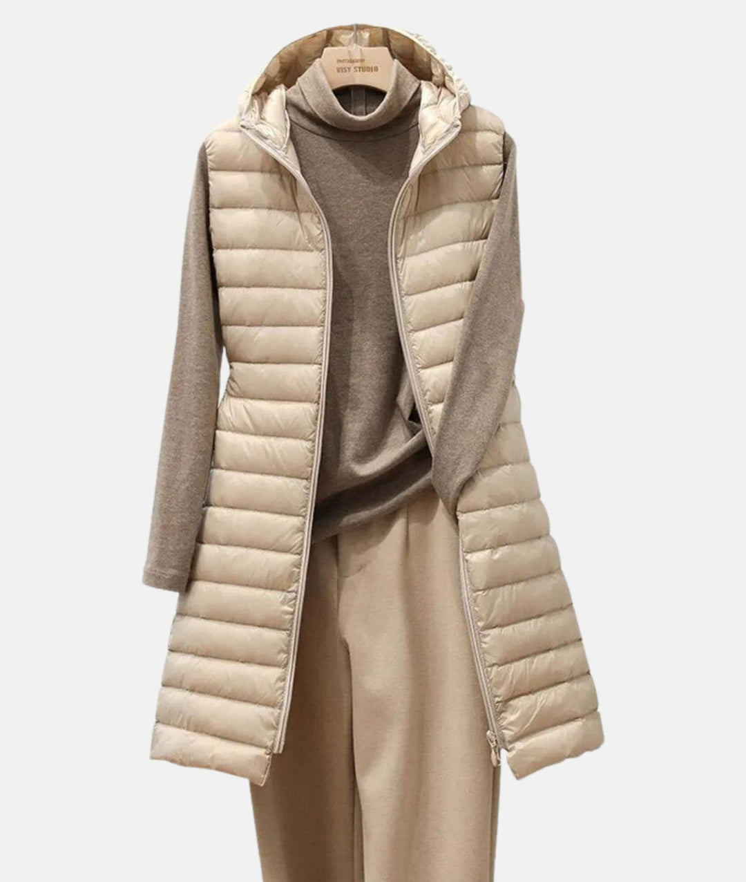 Modische und bequeme lange Damenweste mit weicher Polsterung für maximalen Komfort