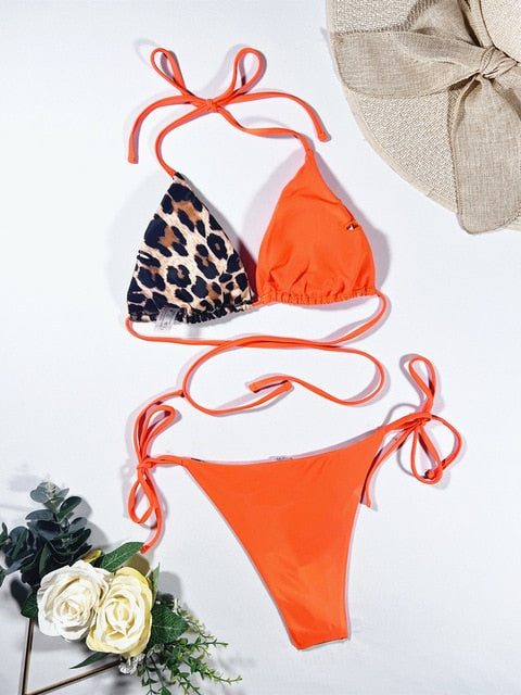 Risa | Modebewuste Triangel Bikini met Chique Luipaardprint en Opvallende Cups