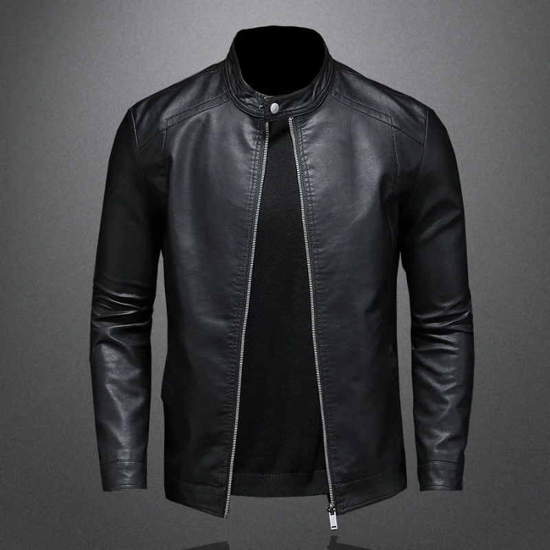 Stylische und wasserdichte schwarze Bikerjacke für Herren - Slim Fit, perfekt für den Alltag