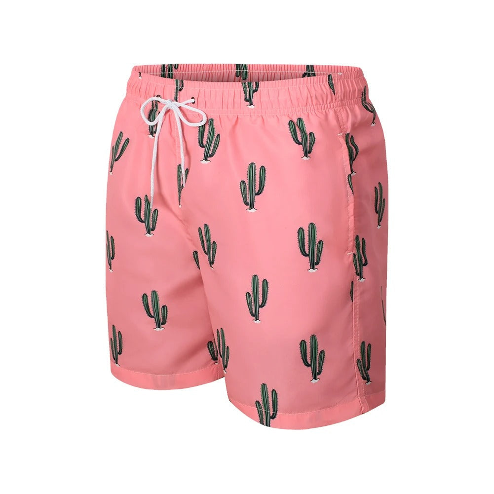 Modieuze roze zwemshort met trendy cactusprint voor een stijlvolle uitstraling - Brayden