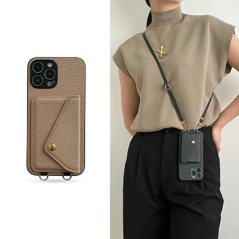 Catherine Luxe Elegante Lederen Crossbody Telefoonhoes voor Moderne Bescherming
