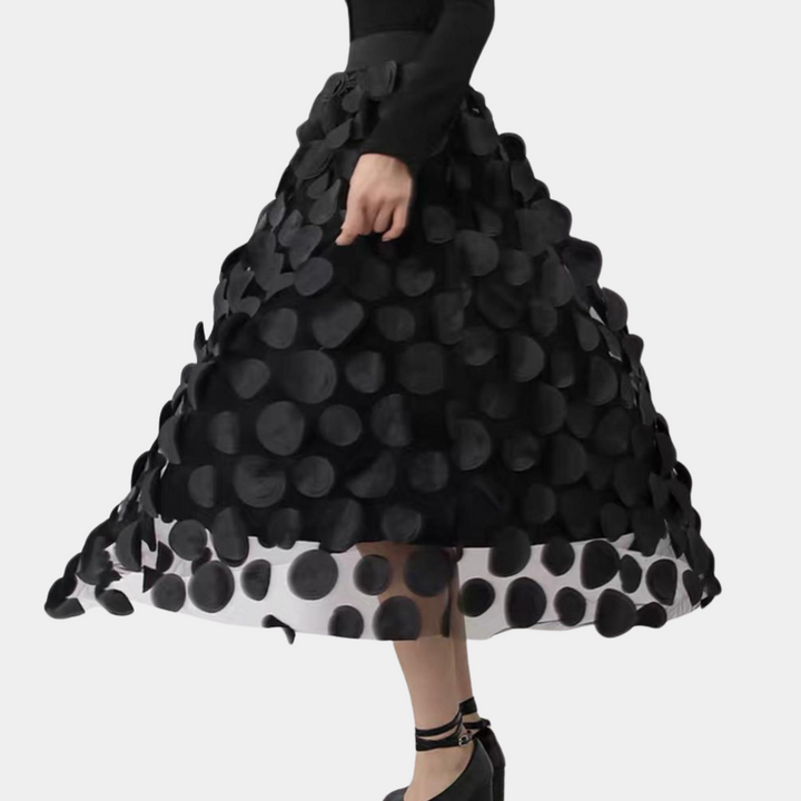 Elegantes Damengewand mit hoher Taille und 3D Polkadot - Seraphine für einen luxuriösen und eleganten Look