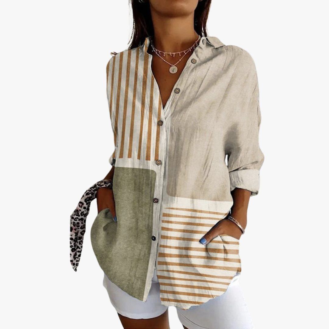 Modische Damenbluse aus Leinen mit eleganter Stickerei für einen modischen Look