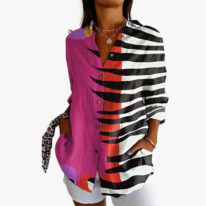 Modische Damenbluse aus Leinen mit eleganter Stickerei für einen modischen Look