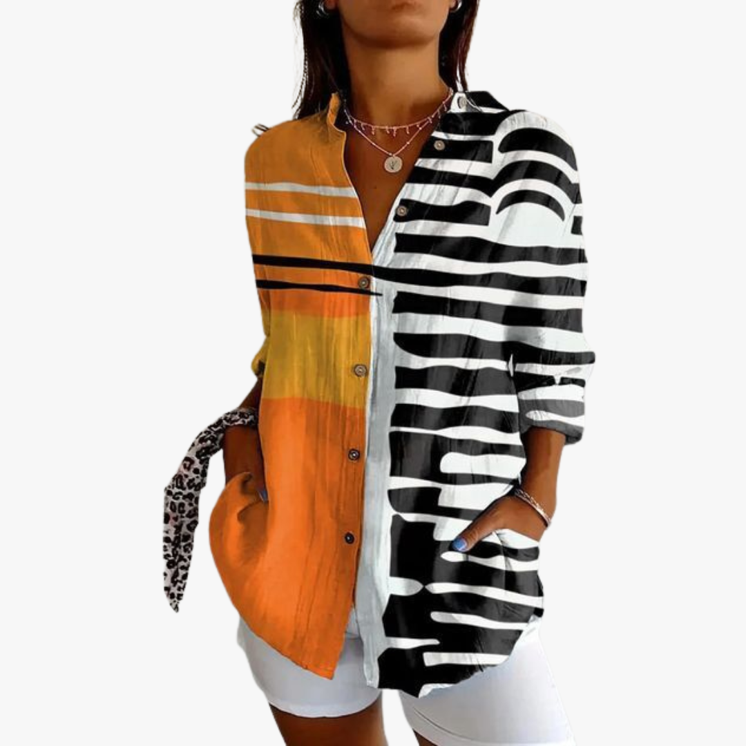 Modische Damenbluse aus Leinen mit eleganter Stickerei für einen modischen Look