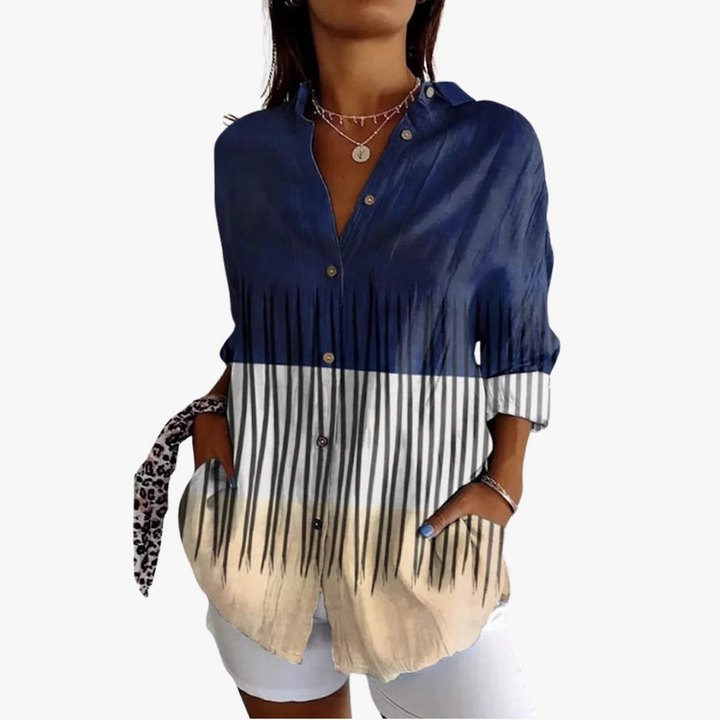 Modische Damenbluse aus Leinen mit eleganter Stickerei für einen modischen Look