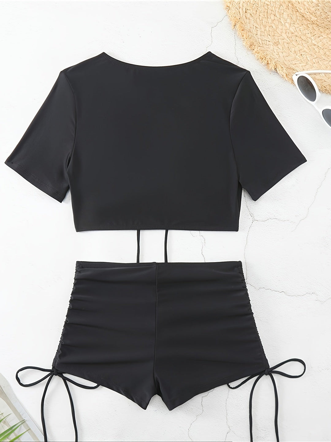 Perin | Trendy Sportieve Zwemset met Ruches en Strikdetails voor een Stijlvolle Look