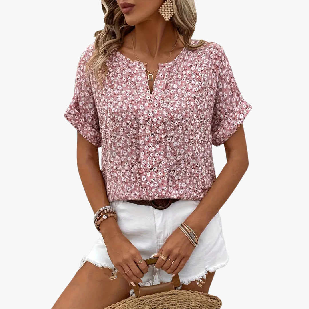 Stilvolle Damenbluse im Vintage-Look mit Blumenmuster - ein eleganter und modischer Look