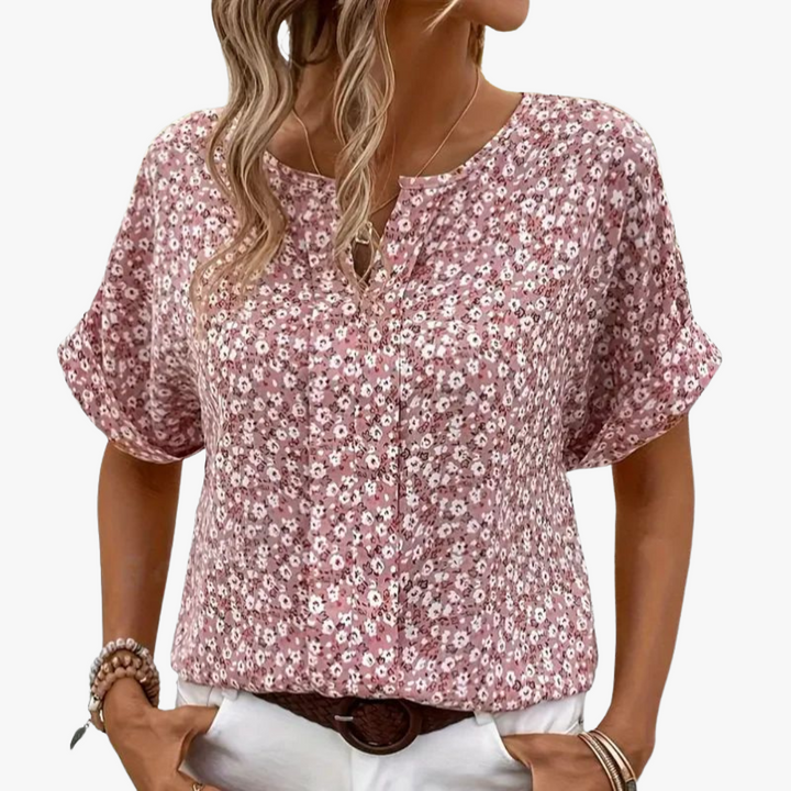 Stilvolle Damenbluse im Vintage-Look mit Blumenmuster - ein eleganter und modischer Look