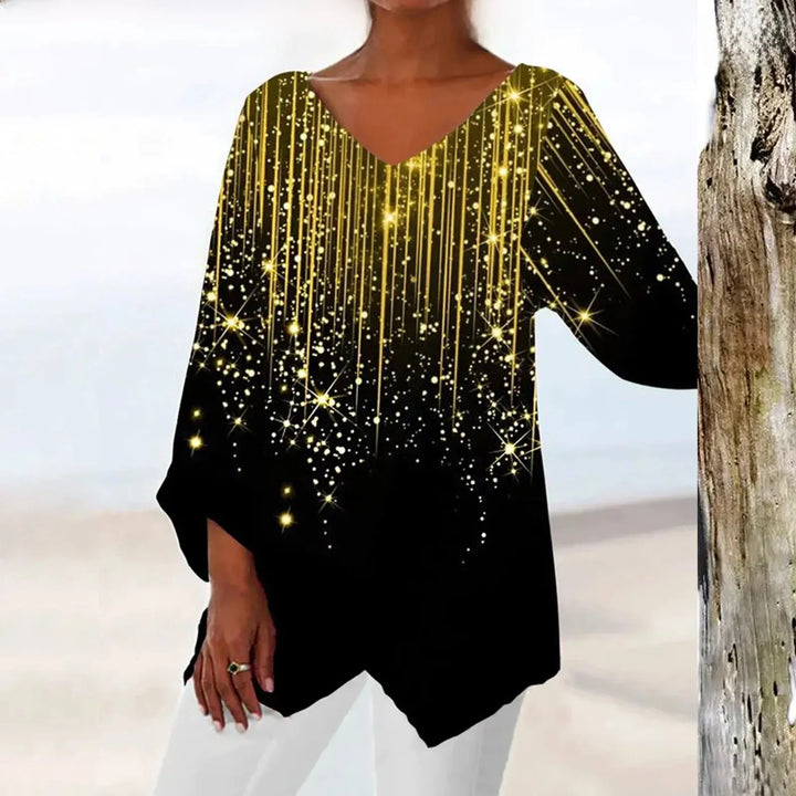 Modische Damenbluse mit klassischem V-Ausschnitt im Vintage-Stil