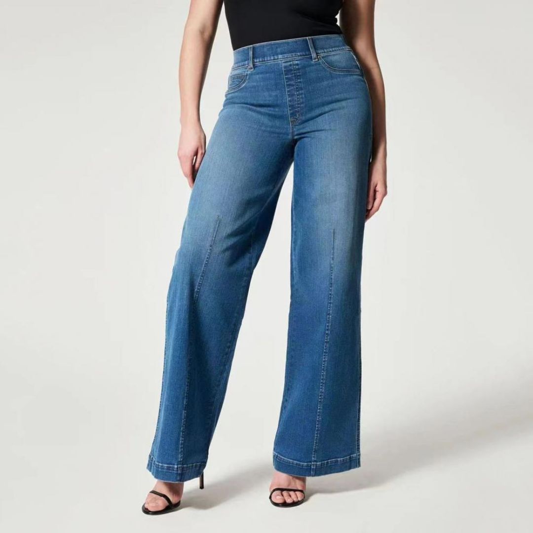 Modische und bequeme Damenjeans mit weitem Bein für einen modischen Look