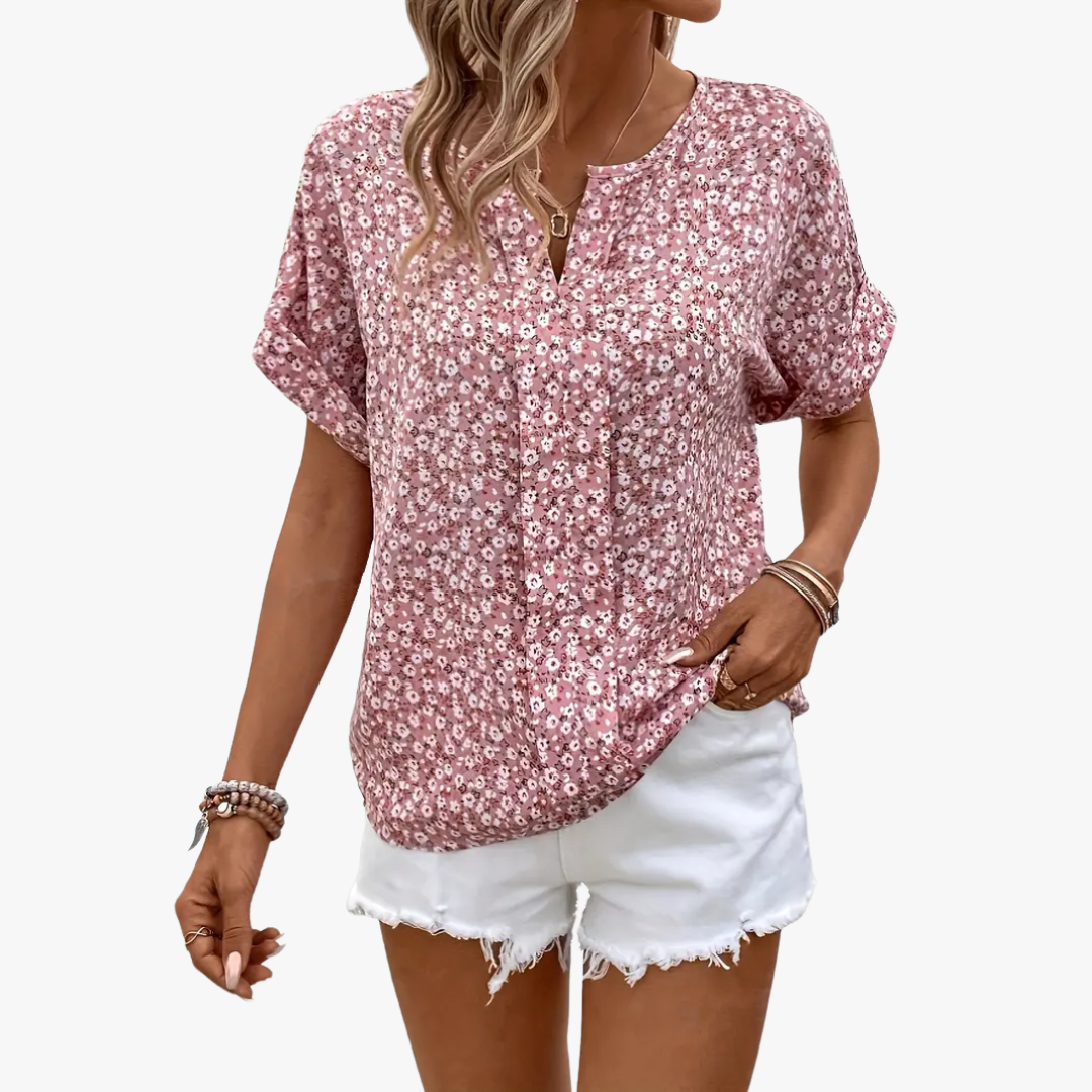Stilvolle Damenbluse im Vintage-Look mit Blumenmuster - ein eleganter und modischer Look