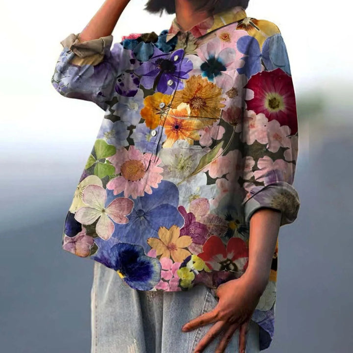 Stylisches Oversized-Damenshirt mit Blumenmuster - elegant und bequem für jede Gelegenheit