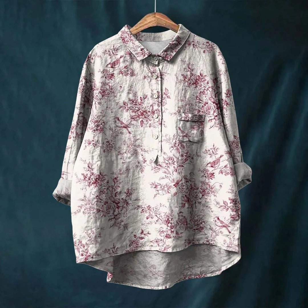 Stylisches Oversized-Damenshirt mit Blumenmuster - elegant und bequem für jede Gelegenheit