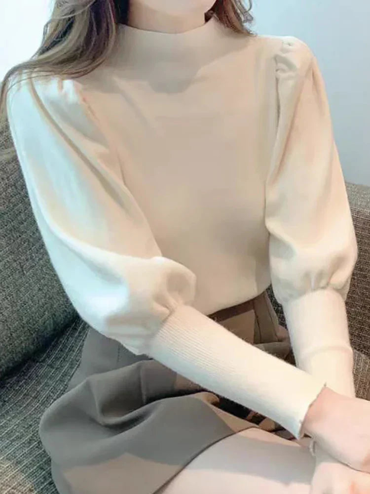 Raffinierte Damenbluse mit Rundhalsausschnitt und Puffärmeln - bringen Sie Eleganz in Ihren Stil