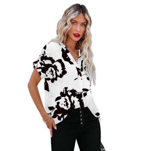 Modische kurzärmelige Chiffonbluse für Damen - Ein eleganter und bequemer Look für jede Gelegenheit