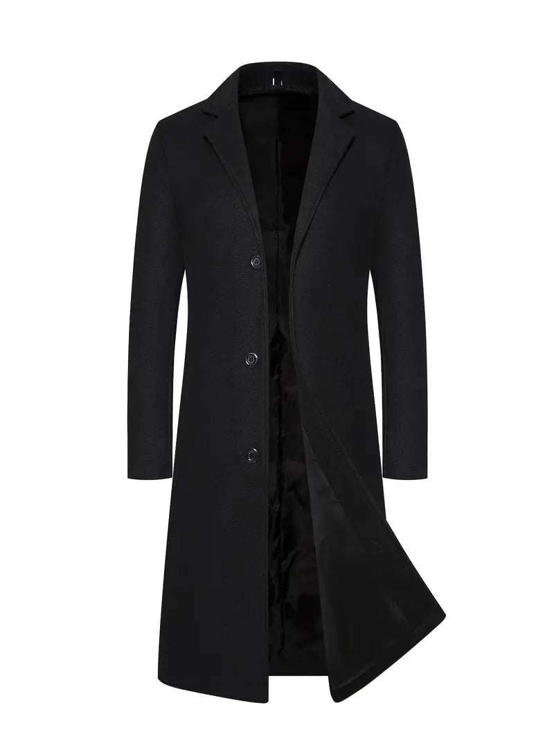 Eleganter und warmer Herrenmantel mit Kragen unten für kalte Tage