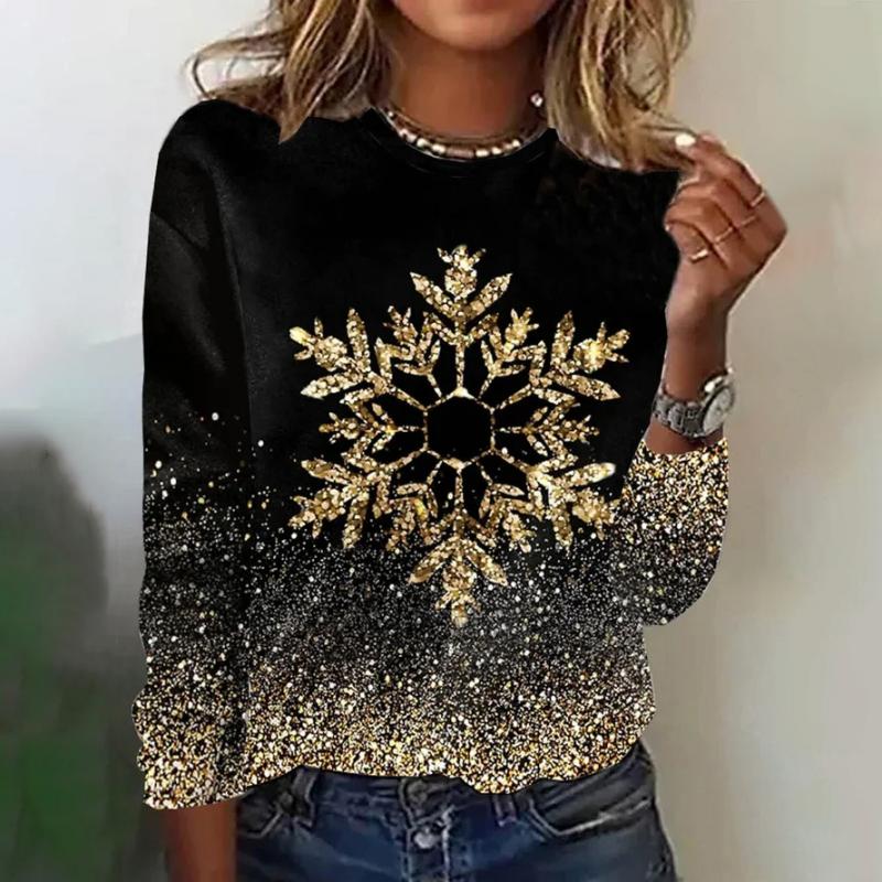 Stylische Langarmbluse für Damen mit auffälligem Schneeflockenmuster für einen eleganten Look