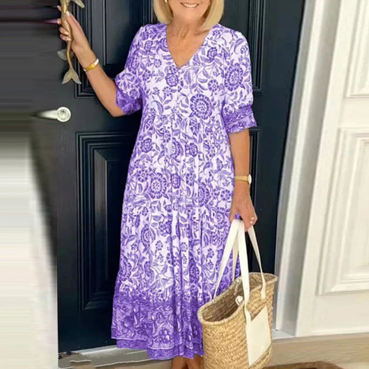 Stilvolles und bequemes elegantes Damen Boho Kleid mit V-Ausschnitt