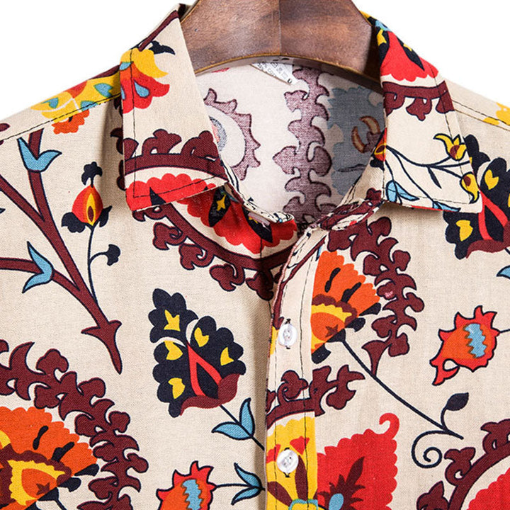 Modisches Kurzarm-T-Shirt für Herren aus natürlicher Baumwolle und Leinen mit originellem Druck