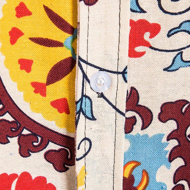 Modisches Kurzarm-T-Shirt für Herren aus natürlicher Baumwolle und Leinen mit originellem Druck