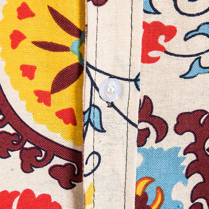 Modisches Kurzarm-T-Shirt für Herren aus natürlicher Baumwolle und Leinen mit originellem Druck