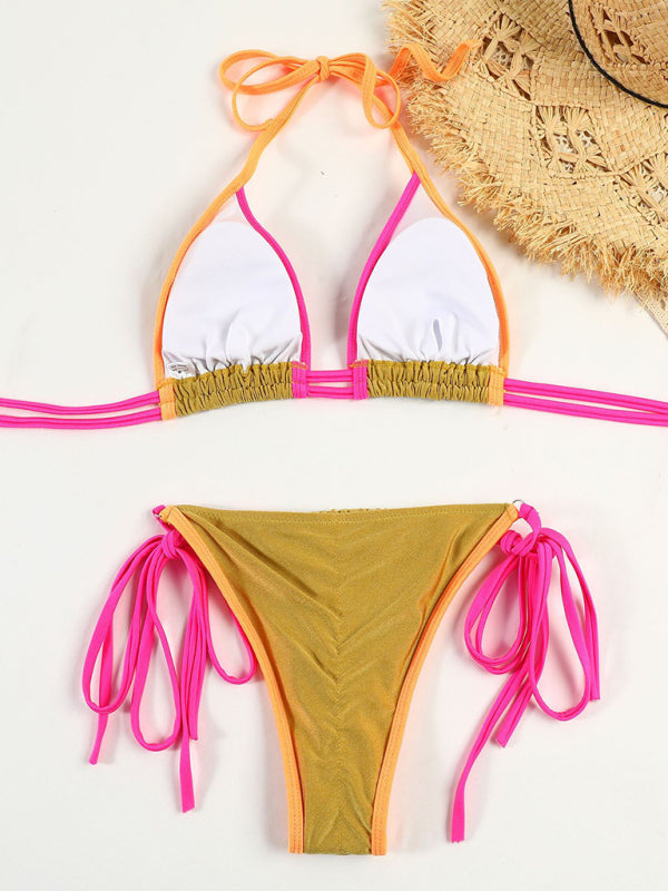 Parli | Modieus Triangel Bikini met opvallende Contrasterende Strikdetails voor een stijlvolle beachlook
