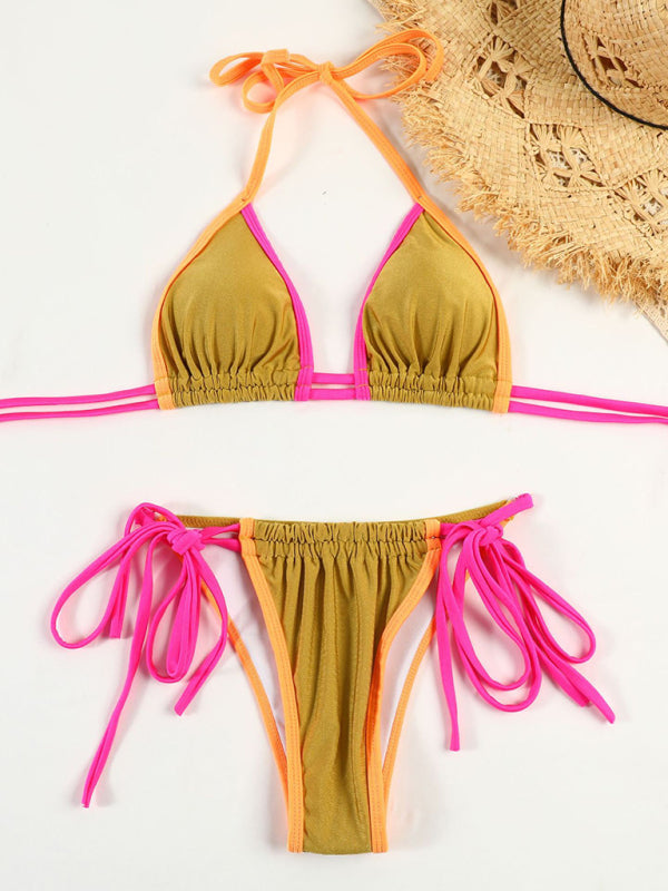 Parli | Modieus Triangel Bikini met opvallende Contrasterende Strikdetails voor een stijlvolle beachlook