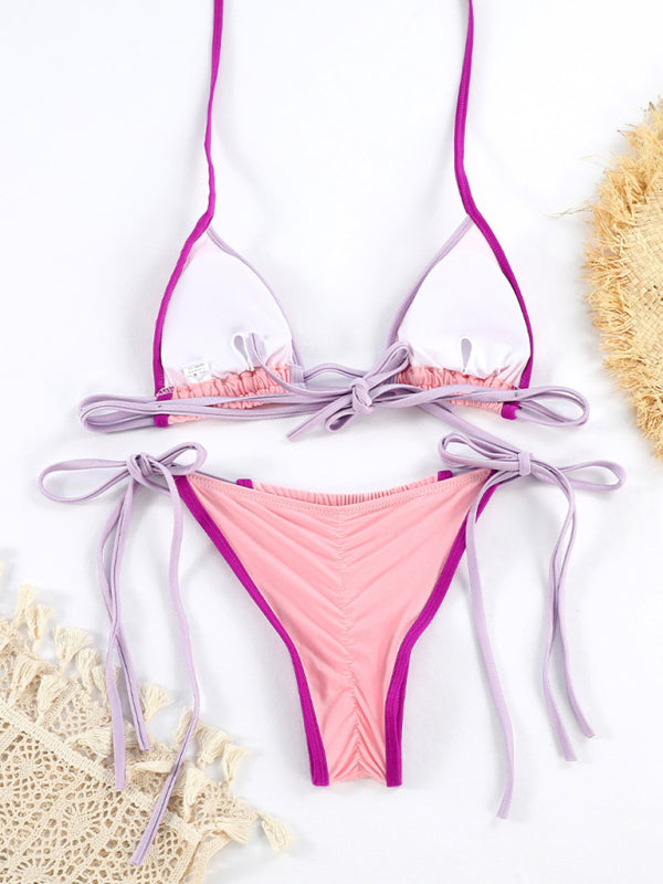 Parli | Modieus Triangel Bikini met opvallende Contrasterende Strikdetails voor een stijlvolle beachlook