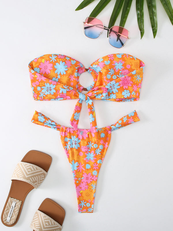 Mirana | Bandeau-Bikini mit Cut-Out-Details und tropischem Druck