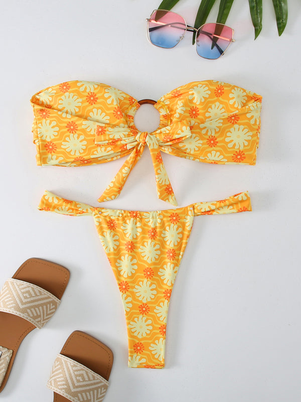 Mirana | Bandeau-Bikini mit Cut-Out-Details und tropischem Druck