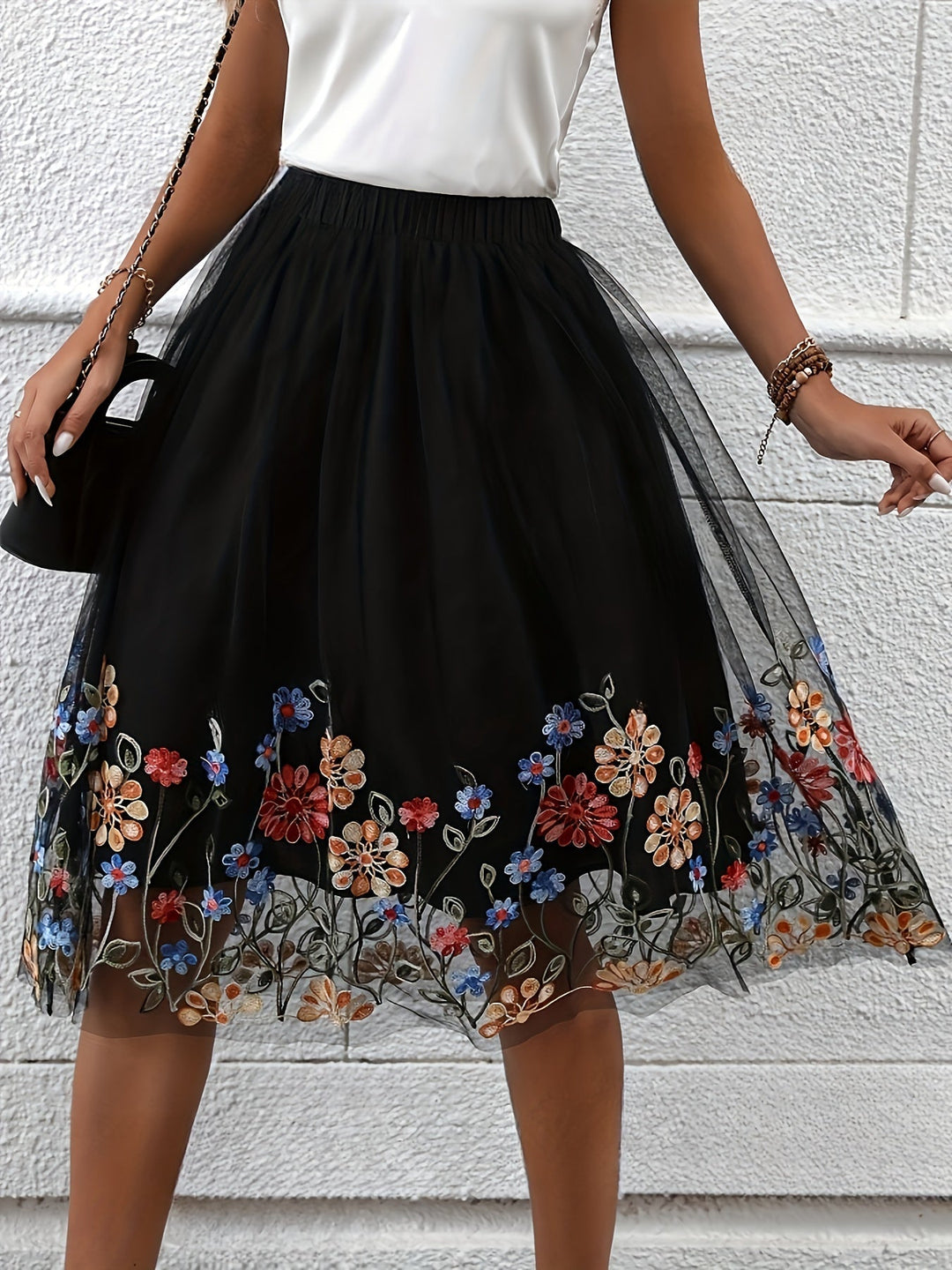 Elegante Dames Midi Rok met Bloemenprint - Stijlvolle Reeva Mode