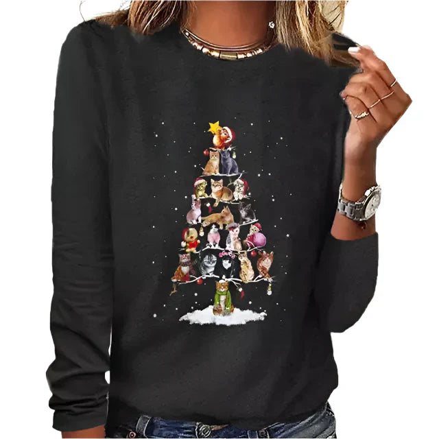 Miely Langarm-T-Shirt für Frauen zu Weihnachten - bequeme und stilvolle Weihnachtskleidung