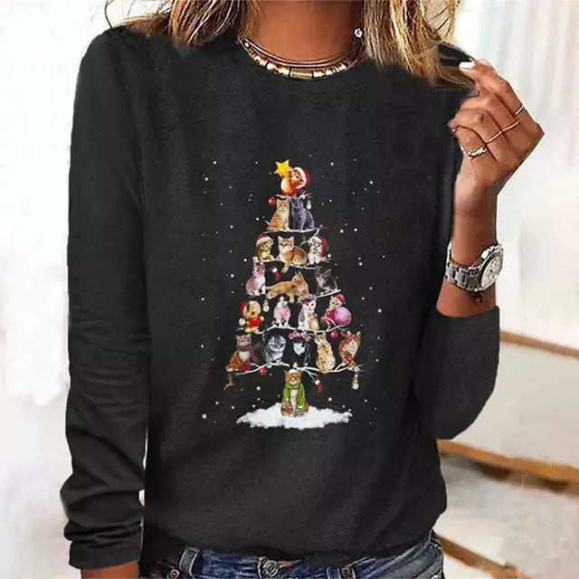 Miely Langarm-T-Shirt für Frauen zu Weihnachten - bequeme und stilvolle Weihnachtskleidung
