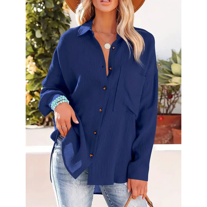 Elegantes langärmeliges Damenhemd mit klassischem Button-down-Verschluss