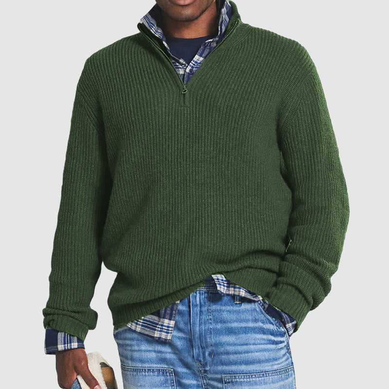 Eleganter Herren-Kaschmirpullover im smarten Business-Stil mit modernem Reißverschluss