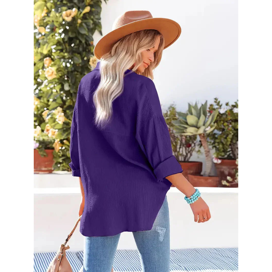 Elegantes langärmeliges Damenhemd mit klassischem Button-down-Verschluss