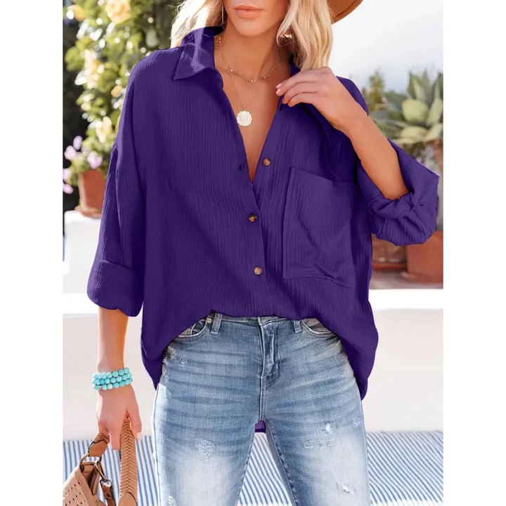 Elegantes langärmeliges Damenhemd mit klassischem Button-down-Verschluss