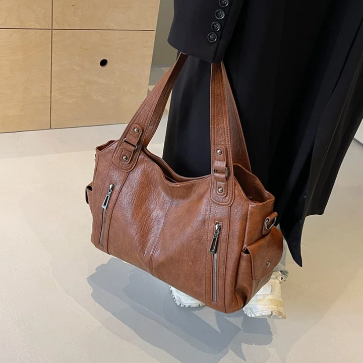 Malyna Elegante Casual Schoudertas met Rits en Verstelbare Band voor Luxe en Comfort
