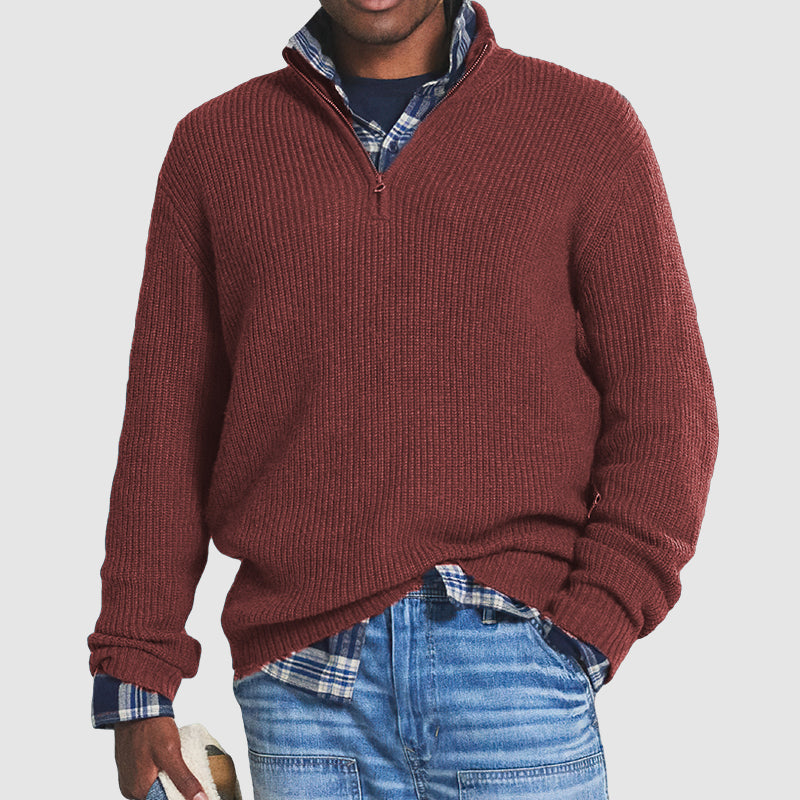 Eleganter Herren-Kaschmirpullover im smarten Business-Stil mit modernem Reißverschluss