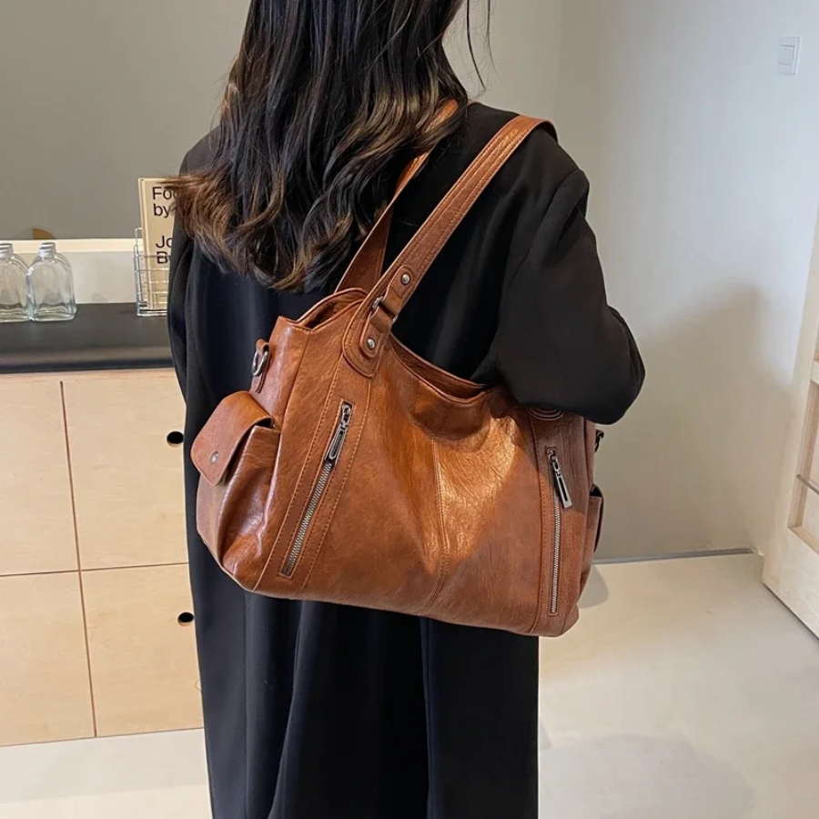 Malyna Elegante Casual Schoudertas met Rits en Verstelbare Band voor Luxe en Comfort