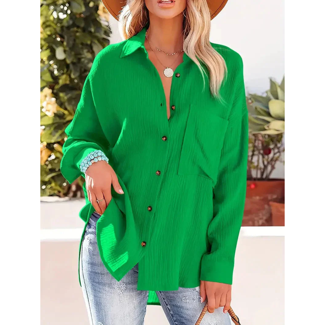 Elegantes langärmeliges Damenhemd mit klassischem Button-down-Verschluss