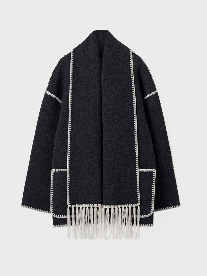 Modische Damenjacke mit elegantem Schal für außergewöhnlichen Komfort und einen raffinierten Look