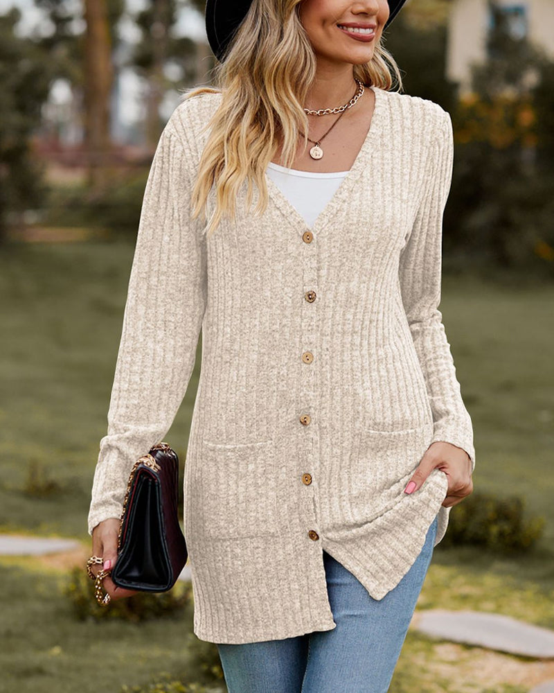 Modische langärmelige Damenstrickjacke - perfekt für jede Gelegenheit
