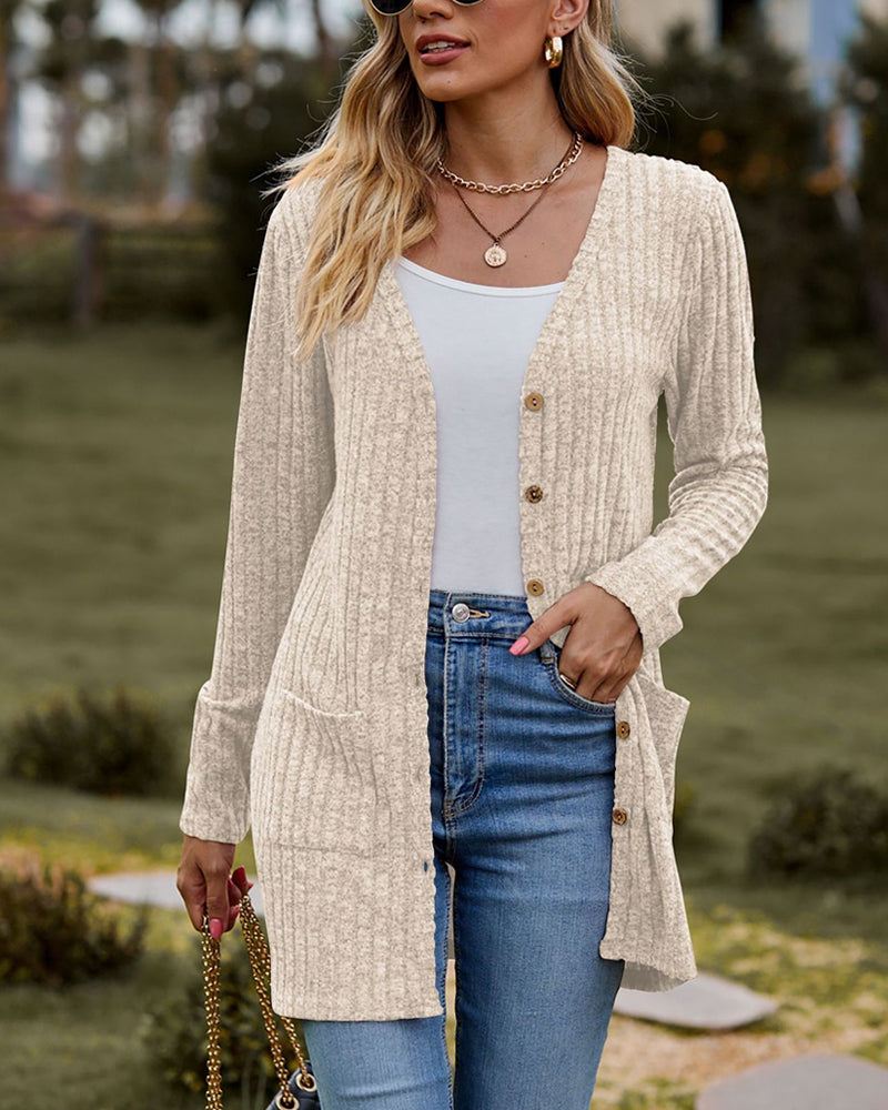 Modische langärmelige Damenstrickjacke - perfekt für jede Gelegenheit